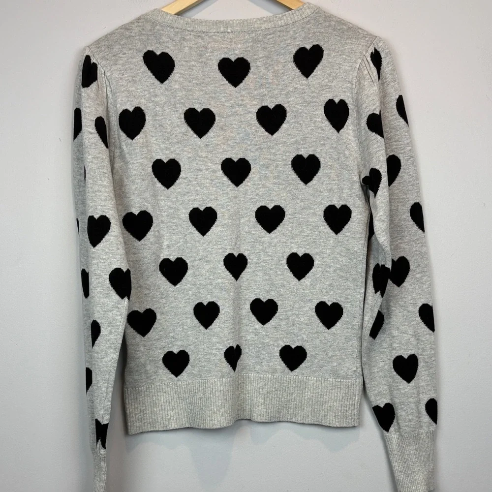 Kaily K Heart Print Knit Sweater | Playful Parisian Casual - Picture 3 of 10